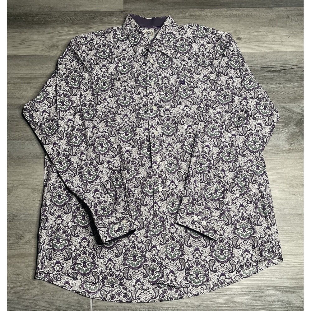 Cinch Shirt Men Purple Paisley Western Long Sleeve Button Up Cowboy US L